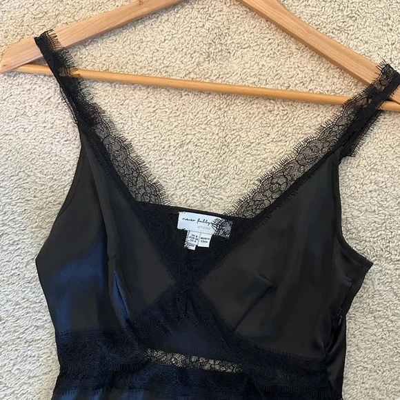 Never Fully Dressed Black Satin Lace Chemise petite size Dress - Picture 4 of 7